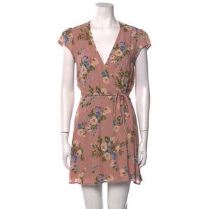 Reformation Pink Floral Print Mini Wrap Dress